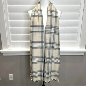 J. Crew Plaid Scarf with Pom Poms